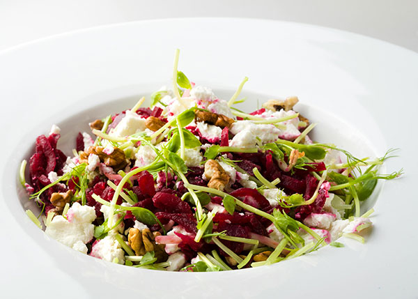 Roasted Beet, Peach and Goat Cheese Salad